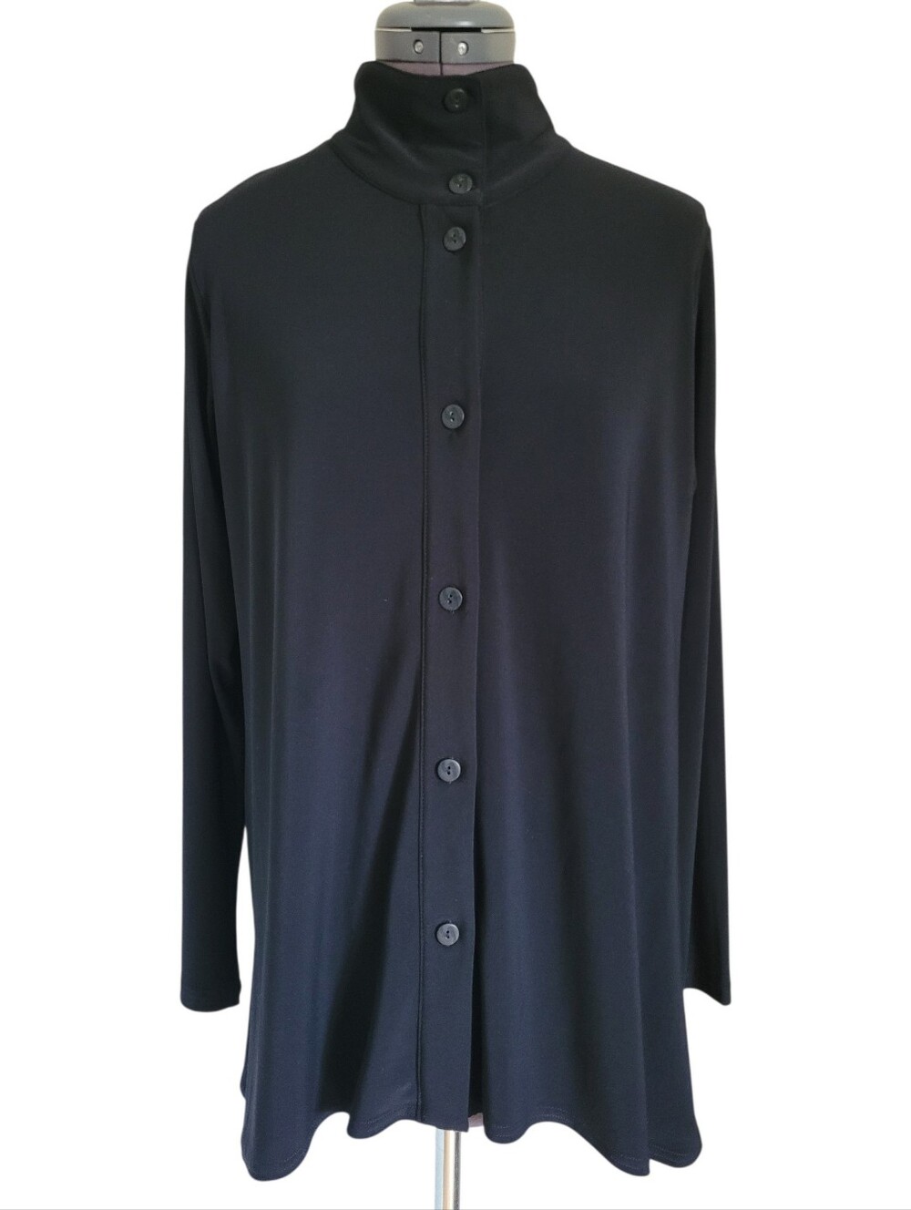 Sympli Black Long Sleeve Button Front Tunic